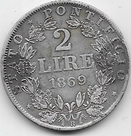 Vatican - 2 Lire 1869  Argent - TTB - Vatican