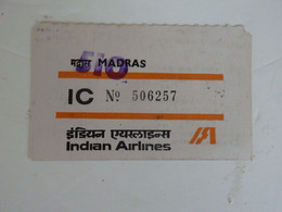 Ticket De L'Indian Airlines. - Wereld