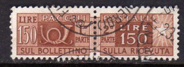 ITALIA REPUBBLICA ITALY REPUBLIC 1955 1979 PACCHI POSTALI PARCEL POST STELLE STARS 1957 LIRE 150 USATO USED OBLITERE' - Postal Parcels