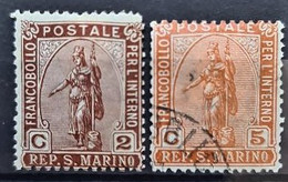 SAN MARINO 1899 - Canceled/MLH - Sc# 32, 34 - 2c 5c - Gebruikt