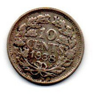 Pays -Bas - 10 Cents 1938 - TB+ - 10 Centavos