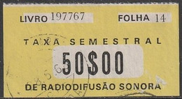 Fiscal/ Revenue, Portugal - Tax/ Taxa De Radiodifusão Sonora -|- 50$00, 1961 - Usati