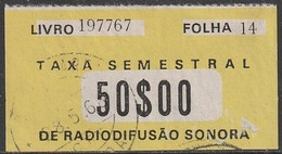 Fiscal/ Revenue, Portugal - Tax/ Taxa De Radiodifusão Sonora -|- 50$00, 1961 - Oblitérés