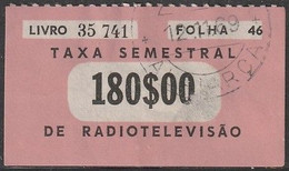 Fiscal/ Revenue, Portugal - Tax/ Taxa De RadioTelevisão -|- 180$00, 1961 - Usado