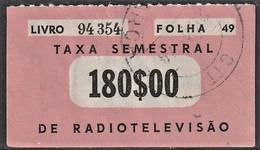 Fiscal/ Revenue, Portugal - Tax/ Taxa De RadioTelevisão -|- 180$00, 1961 - Usado