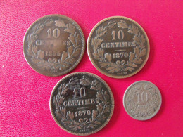 Lot De 4 Pièces Du Luxembourg.   10 Centimes 1870, 1855, 1870, 1901 - Luxemburgo