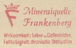 EMA METER STAMP FREISTEMPEL GERMANY 1963 MINERALQUELLE Naturally Springs That Produce Water-containing Minerals - Annullamenti & A. Meccaniche (pubblicitarie)