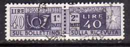 ITALIA REPUBBLICA ITALY REPUBLIC 1955 1979 PACCHI POSTALI PARCEL POST STELLE IV STARS 1957 LIRE 40 USATO USED OBLITERE' - Postal Parcels