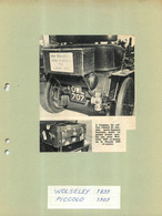 AUTOMOBILE WOLSELEY  ET PICCOLO  EXTRAIT DE JOURNAL COLLE SUR CARTON 21 X 27 CM - Voitures