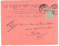 St ETIENNE Loire Lettre Entête CREDIT Du COMMERCE Jules GRANGER 15c Semeuse Lignée Yv 130 Ob 1905 DAGUIN Jumelée T 84 - 1877-1920: Periodo Semi Moderno