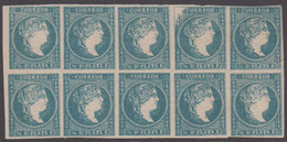 1857. SPANISH WESTINDIES. Isabella II ½ R PLATA F In 10-block With 7 Stamps Never Hin... (8) - JF413795 - Sonstige & Ohne Zuordnung