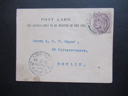 GB Michel Nr. 65 EFverwendet 1898 Post Card Moeller & Condrup 78 Fore Street London Nach Berlin Gesendet - Brieven En Documenten