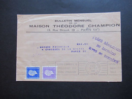 Frankreich 1944 Marianne MiF Verwendet 1951 Umschlag Bulletin Mensuel De La Maison Theodore Champion - Brieven En Documenten