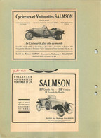 AUTOMOBILE CYCLECARS ET VOITURETTES SALMSON EXTRAIT DE JOURNAL COLLE SUR CARTON 21 X 27 CM - Voitures