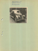 AUTOMOBILE RENAULT PRIMAQUATRE EXTRAIT DE JOURNAL COLLE SUR CARTON 21 X 27 CM - Voitures