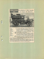 AUTOMOBILE GEORGES RICHARD 1898 AYANT FAIT PARIS LOURDES EXTRAIT DE JOURNAL COLLE SUR CARTON 21 X 27 CM - Voitures