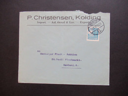 Dänemark 1930 Umschlag P. Christensen Kolding Aal, Orred & Lax An Hamburger Fisch Auktion St. Pauli Fischmarkt - Storia Postale