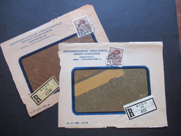 Österreich 1935 / 36 Einschreiben 2 Vorderseiten / VS 2 Verschiedene R-Zettel Wien 15. Oesterreischische Creditanstalt - Brieven En Documenten