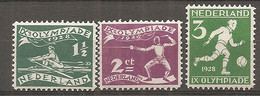 P-B - Yv. N°  199,200,201  *  1,2,3c  Jeux Olympiques Amsterdam Cote  9  Euro  BE  2 Scans - Ungebraucht