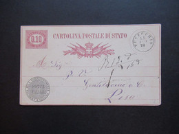 Italien 1878 Ganzsache P5 II Mit Sauberem Stempel K1 Pucecchhio Nach Pisa Gesendet - Entero Postal