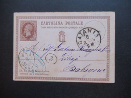 Italien 6.2.1879 Ganzsache P2 ?! Stempel K1 Catania Nach Bologna Gesendet - Entero Postal