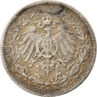 Monnaie, GERMANY - EMPIRE, 1/2 Mark, 1905, Muldenhütten, B+, Argent, KM:17 - 1/2 Mark