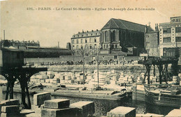 Paris * 10ème * Le Canal St Martin * église St Joseph Des Allemands * Péniche Batellerie - Arrondissement: 10