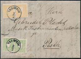 1861 2 X 2kr + 2 X 3kr Zöld / Green, Levélen / On Cover, Luxus / Luxury "VESZPRIM" - Pesth (Ferchenbauer EUR 2.500,-) (p - Otros & Sin Clasificación