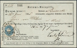 1865 10kr Feladóvevényen / On Retour Recepisse "BERSASKA" - "WIEN" (Ferchenbauer EUR 400,-) - Otros & Sin Clasificación