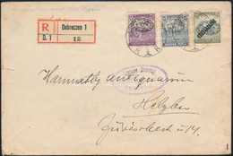 1919 Debrecen Helyi Ajánlott Levél 3 Bélyeggel Bérmentesítve / Local Registered Cover With 3 Stamps. Signed: Bodor - Autres & Non Classés