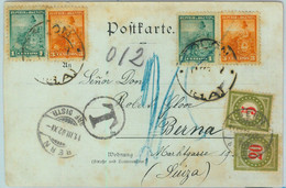 93780 - ARGENTINA - POSTAL HISTORY - Libertad Con Escudo On TAXED Postcard To SWITZERLAD 1902 - Cartas & Documentos