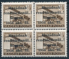 ** 1956 Soproni Felülnyomás 40f Négyestömb MF Garancia Jelzéssel és Leitold Igazolással - Otros & Sin Clasificación