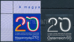 ** 2009 20 éve Nyílt Meg A Határ Ausztria és Magyarország Között ívsarki Magyar Bélyeg + Osztrák Vágott Feketenyomat Bél - Otros & Sin Clasificación