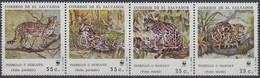 ** 1988 WWF Kisméretű Macskafajták Négyescsík + 4 FDC Mi 1734-1737 - Altri & Non Classificati