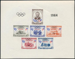 ** 1964 Tokiói Olimpia Blokk Felülnyomással, Olympic Games, Tokyo Overprinted Block Mi D 2 - Andere & Zonder Classificatie