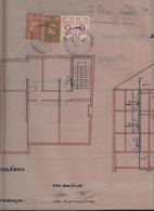 258883 / Bulgaria 1942 - 20+5 (1940) +1+1 (1941) Leva Revenue Fiscaux , Plan For Plumbing A House In Sofia , Bulgarie - Autres Plans