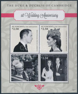 ** 2012 William Herceg és Kate Middleton 1 éves Házassági évfordulója Kisív Mi 7089-7092 - Andere & Zonder Classificatie