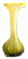 Sárgás Anyagában Színezett, Szakított üveg Váza, Kis Csorbával, M: 19,5 Cm - Glas & Kristal