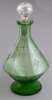 Metszett Zöld üveg, Hibátlan, M: 22 Cm - Glas & Kristal