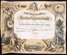 1853 Kaiser-Franzensbad Polgári Oklevél. Nagy Méretű Litográfia. Hajtott. / Large Litho Citizen Diploma For Kaiser-Franz - Zonder Classificatie