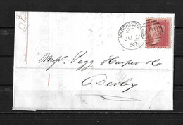 1858 Grossbritanien → Brief Manchester (Fellis & Bouck) Nach Derby - Covers & Documents