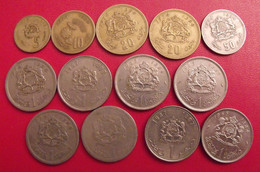 Maroc. Lot De 13 Pièces : 5, 10, 20, 50c Et 1 Dirham. 1965/1987 - Marokko