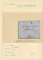 1855. BAINOA A LA HABANA. FECHADOR AZUL ACEITOSO. PORTEO 1 REAL. LLEGADA DORSO. BONITA Y RARA ENVUELTA. - Préphilatélie