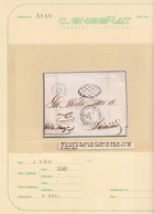 1862. MANZANILLO A TRINIDAD. FECHADOR Y PARRILLA COLONIAL. ENVUELTA OFICIAL. FECHADOR LLEGADA. MUY INTERESANTE. - Prephilately