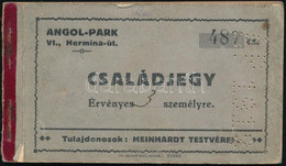 1912 VI. Kerület, Hermina úti Angol Parki (későbbi Vidámpark) Családjegy Tömb - Zonder Classificatie