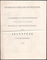 1918 Fertővidéki Helyi Érdekű Vasút Részvénytársaság Igazgatóságának és Felügyelőbizottságának Jelentése Az 1917-es évrő - Unclassified