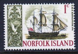 Norfolk Island 1967 Single 1c Stamp From The Definitive Stamps Showing Ships. - Ile Norfolk