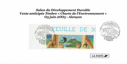 2005 -Encart De Poste "CHARTE DE L'ENVIRONNEMENT" -Vente Anticipée Salon Du Développement Durable - Alençon - Bolli Provvisori