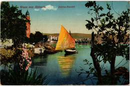 T2/T3 1914 Abbazia, Opatija; Slatina-Ansicht / General View, Sailing Vessel (gyűrődés / Crease) - Sin Clasificación
