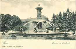 ** T1/T2 Graz, Brunnen Im Stadtpark / Fountain In Park - Non Classés